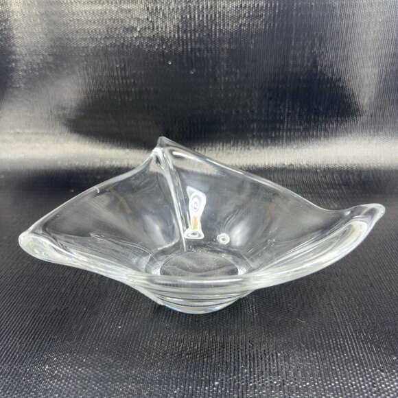 Daum France Clear Glass Crystal Free Form French Glass Dish Bowl Vintage Signed - Picture 11 of 16